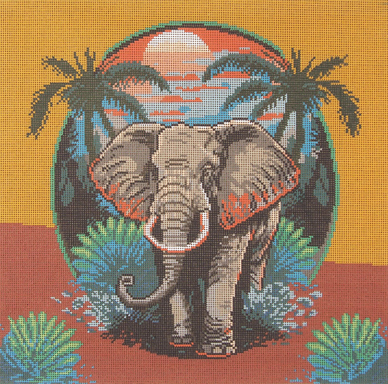 Bull Elephant - Needlepoint Tapestry Canvas